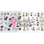 Stickere 3D Combinate  3DA11 Pisici Negre cu Auriu 6 folii